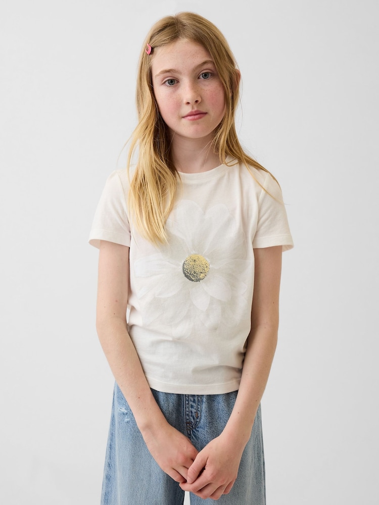 Gap White Graphic T-Shirt (4-13yrs) - Image 1 of 7 Gap White Graphic T-Shirt (4-13yrs) - Image 1 of 7