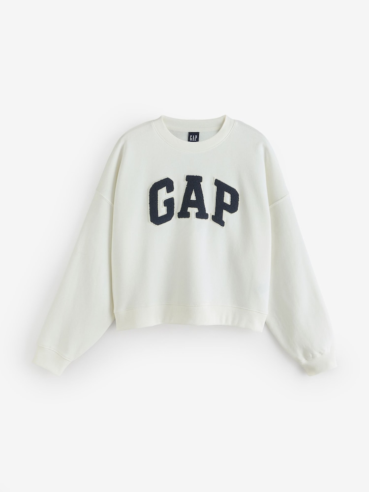 Gap White Relaxed Logo Sweatshirt - Image 1 of 4