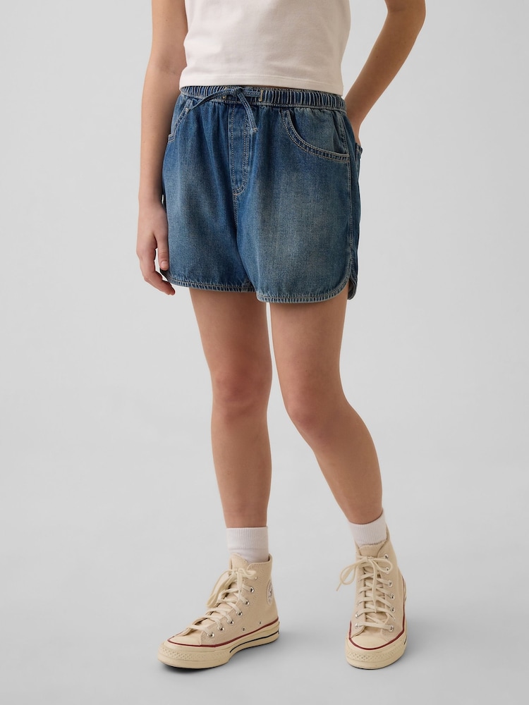 Gap Medium wash High Waisted Denim Easy Dolphin Shorts (4-13yrs) - Image 1 of 6