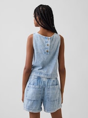 Gap Light Wash Denim Crop Shell Vest - Image 2 of 4
