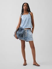 Gap Light Wash Denim Crop Shell Vest - Image 3 of 4