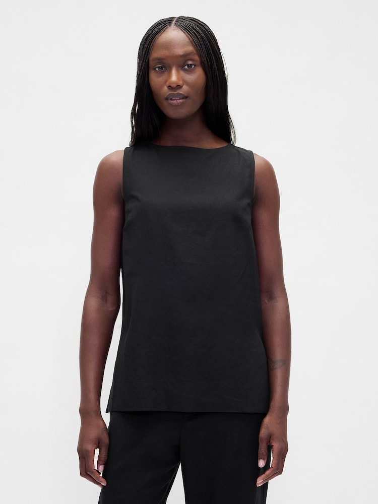 Gap Black Linen Blend Shell Vest - Image 1 of 4 Gap Black Linen Blend Shell Vest - Image 1 of 4