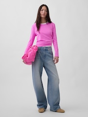 Rosa - Gap Vintage Langarm-T-Shirt aus weicher Baumwolle - Bild 3 von 3