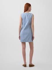 Gap Blue Check Denim Mini Shift Dress - Image 2 of 4