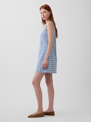 Gap Blue Check Denim Mini Shift Dress - Image 3 of 4