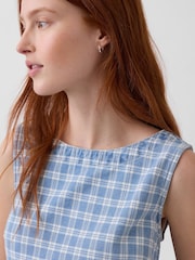 Gap Blue Check Denim Mini Shift Dress - Image 4 of 4