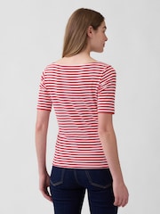 Gap Multi Modern Ribbed Boat neck Short Sleeve T-shirt - Image 2 of 5