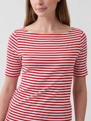 Gap Multi Modern Ribbed Boat neck Short Sleeve T-shirt - Image 3 of 5