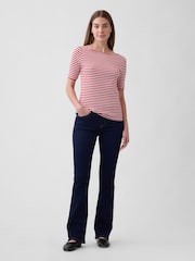 Gap Multi Modern Ribbed Boat neck Short Sleeve T-shirt - Image 4 of 5