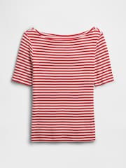 Gap Multi Modern Ribbed Boat neck Short Sleeve T-shirt - Image 5 of 5