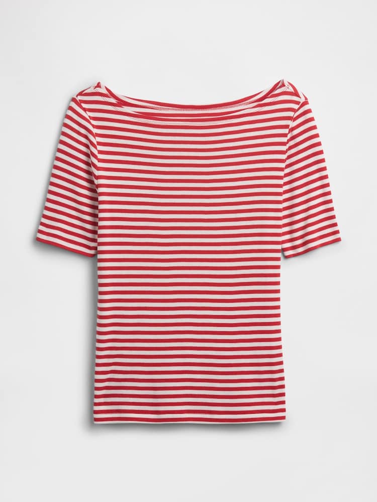 Gap Multi Modern Ribbed Boat neck Short Sleeve T-shirt - Image 5 of 5 Gap Multi Modern Ribbed Boat neck Short Sleeve T-shirt - Image 5 of 5