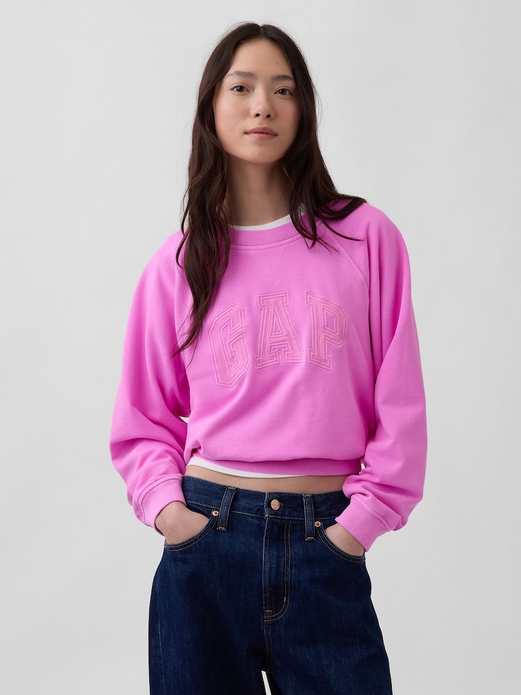 Gap Pink French Terry Raglan Logo Sweatshirt - Image 1 of 4