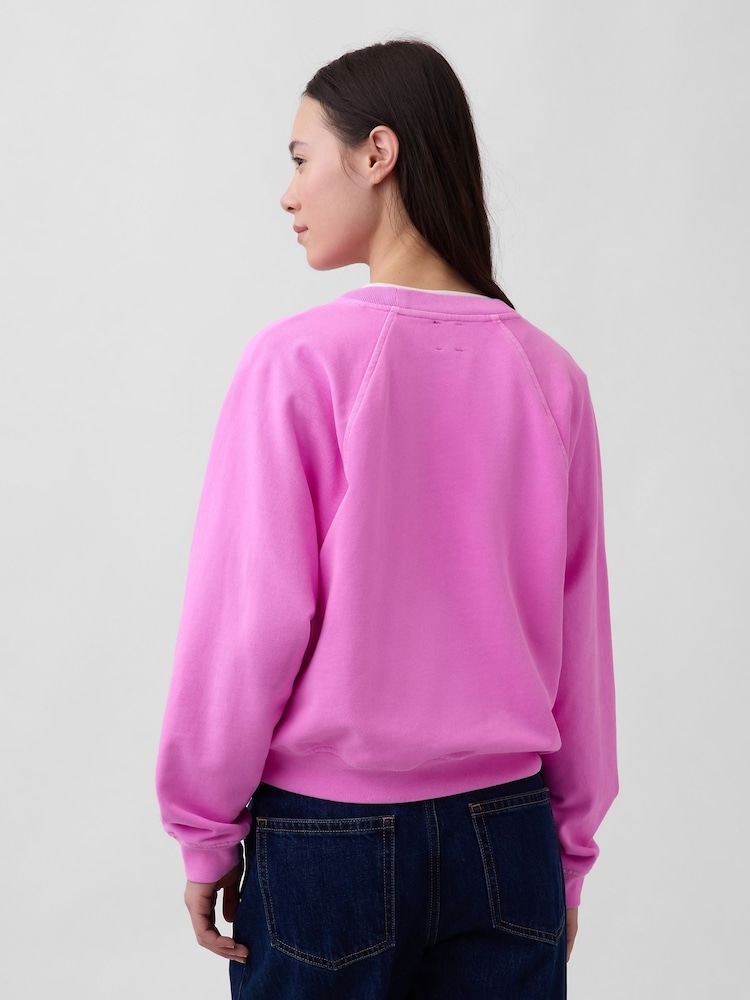 Gap Pink French Terry Raglan Logo Sweatshirt - Image 2 of 4