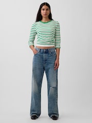 Grün gestreift - Gap Vintage Langarm-T-Shirt aus weicher Baumwolle - Bild 3 von 4