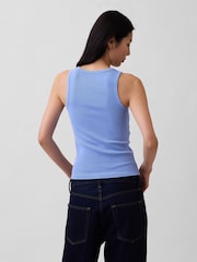 Gap Blue Rib Scoop Vest - Image 2 of 4