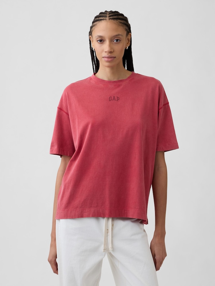 Gap Red Vintage Soft Athletic Logo Longline T-Shirt - Image 1 of 4