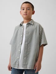 Cream - Gap Relaxed-Fit Kariertes Oxford-Hemd (4–13Jahre) - Bild 1 von 4