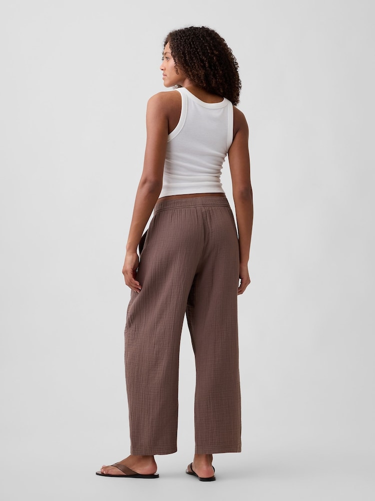 Gap Brown Mid Rise Pull On Barrel Gauze Trousers - Image 2 of 6
