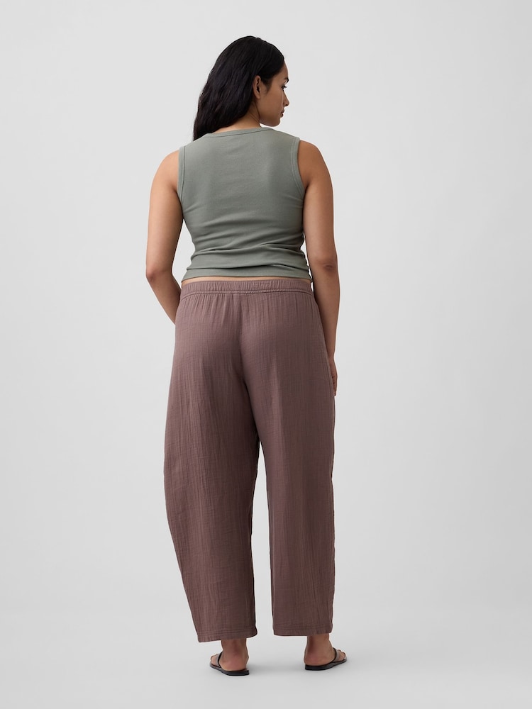 Gap Brown Mid Rise Pull On Barrel Gauze Trousers - Image 6 of 6