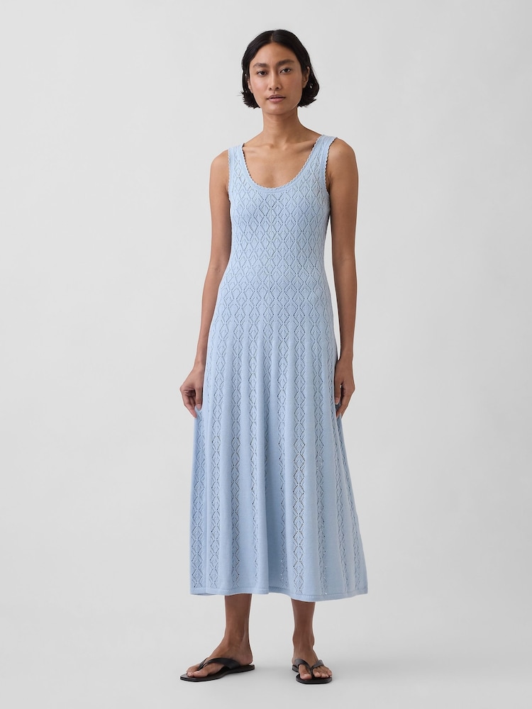 Gap Blue Pointelle Maxi Dress - Image 1 of 4 Gap Blue Pointelle Maxi Dress - Image 1 of 4