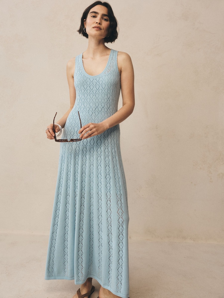 Blau - Gap Pointelle Maxikleid mit U-Ausschnitt - Bild 5 von 5