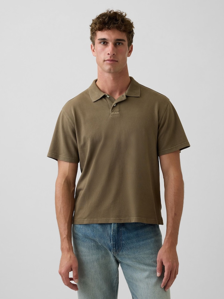 Marrón - Gap Relaxed Pique Polo Shirt - Imagen 1 de 1