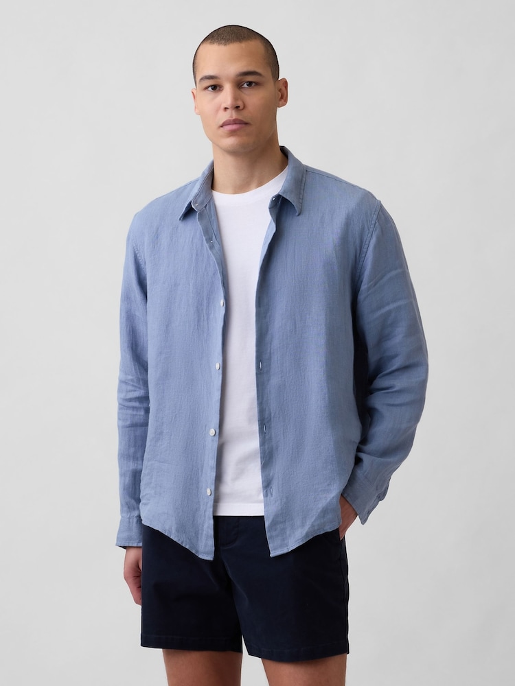 Gap Blue Linen Relaxed Shirt - Image 1 of 4
