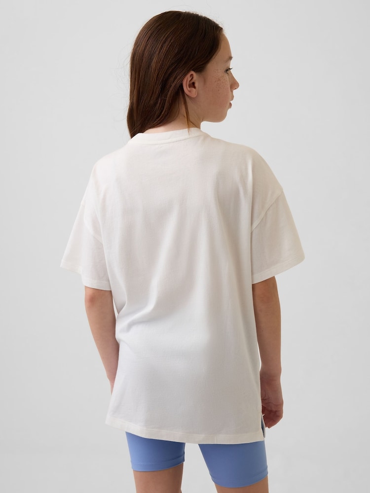 Gap White Disney Oversized Longline T-Shirt (4-13yrs) - Image 2 of 4 Gap White Disney Oversized Longline T-Shirt (4-13yrs) - Image 2 of 4