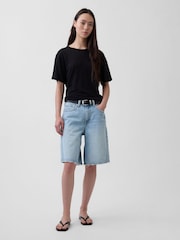 Gap Black Linen-Blend Relaxed T-Shirt - Image 3 of 4