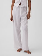Gap White Linen-Blend Lace-Hem Pyjama Bottoms - Image 1 of 5