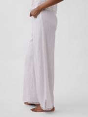 Gap White Linen-Blend Lace-Hem Pyjama Bottoms - Image 3 of 5
