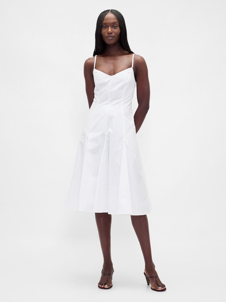 Gap White Seamed V Neck Midi Dress - Image 1 of 4