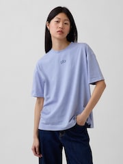Gap Light Blue Vintage Soft Athletic Logo Longline T-Shirt - Image 1 of 5
