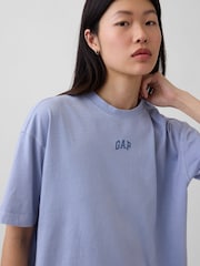 Gap Light Blue Vintage Soft Athletic Logo Longline T-Shirt - Image 4 of 5