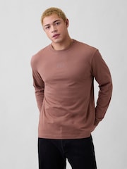 Gap Brown Everyday Soft Relaxed Mini-Logo T-Shirt - Image 1 of 5