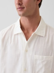 Gap White Dobby Relaxed Straight-Hem Shirt - Image 4 of 4
