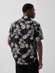 Floral noir - Chemise Gap texturée en lin et coton - Image 2 de 4