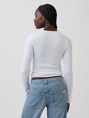 Gap White Modern Rib Long Sleeve T-Shirt - Image 2 of 4