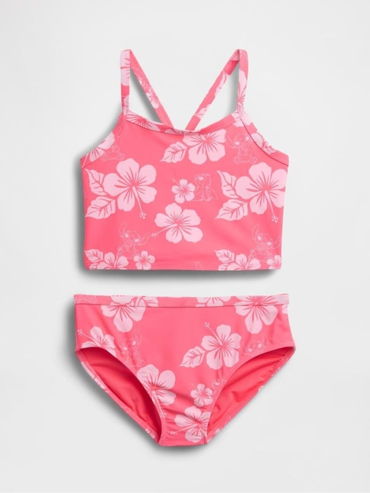 Gap Pink Floral Lilo & Sttich Disney Two-Piece Swimsuit (4-13yrs) - Image 1 of 3