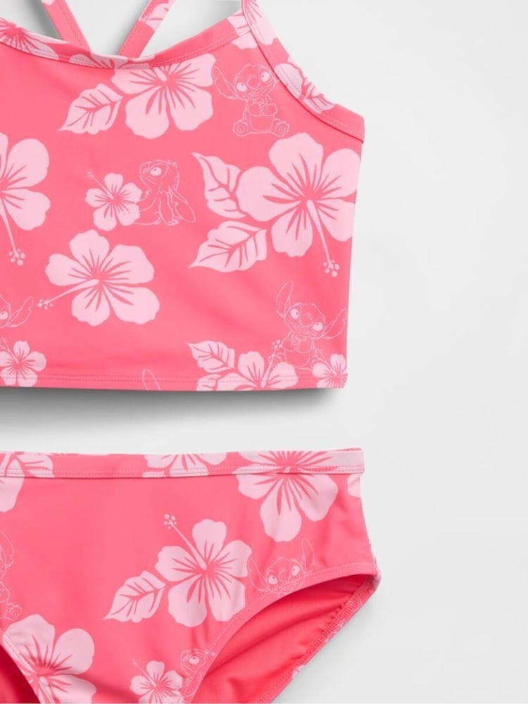 Gap Pink Floral Lilo & Sttich Disney Two-Piece Swimsuit (4-13yrs) - Image 3 of 3