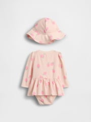 Gap Pink Strawberry Rash Guard Swim Set (0-24mths) - Image 2 of 3