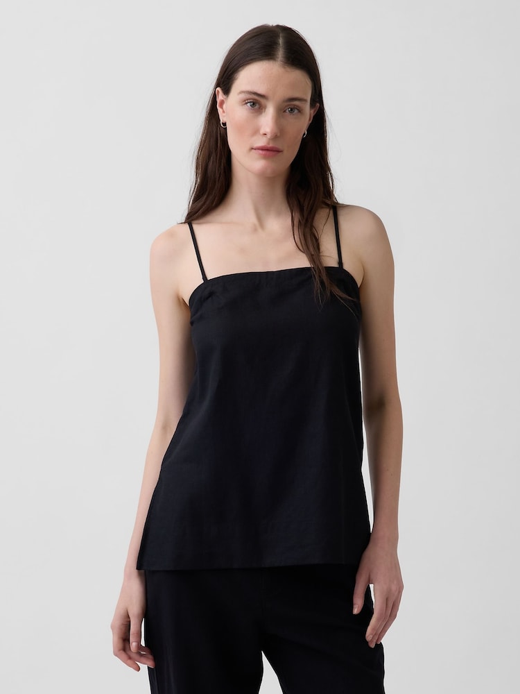 Gap Black Linen-Blend Cami - Image 1 of 4