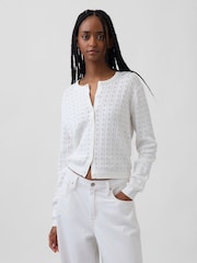 Weiß - Gap Pointelle Crop Cardigan - Bild 1 von 4