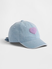 Gap Light Wash Denim Terry Heart Baseball Hat - Image 1 of 2