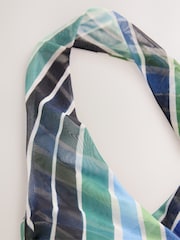 Blue/Green Stripe Sleeveless Mesh Halterneck Top - Image 8 of 8