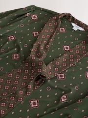 Green Print Long Sleeved Scarf V-Neck Blouse - Image 8 of 8