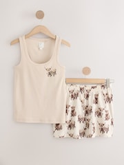 Oatmeal Hamish The Highland Cow Rib Vest Short Pyjamas Set - Image 5 of 8