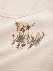 Oatmeal Hamish The Highland Cow Rib Vest Short Pyjamas Set - Image 7 of 8