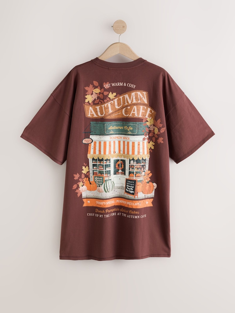 Chocolate Brown Graphic Nightie - Image 2 of 4 Chocolate Brown Graphic Nightie - Image 2 of 4