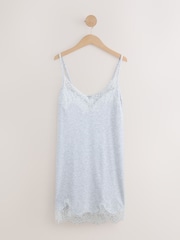 Light Grey Lace Detail Ribbed Slip - Image 6 of 8